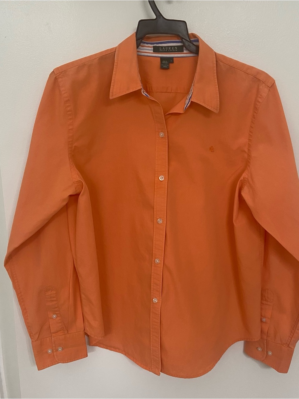 Lauren Ralph Lauren Orange Cotton Button-Up Shirt Large